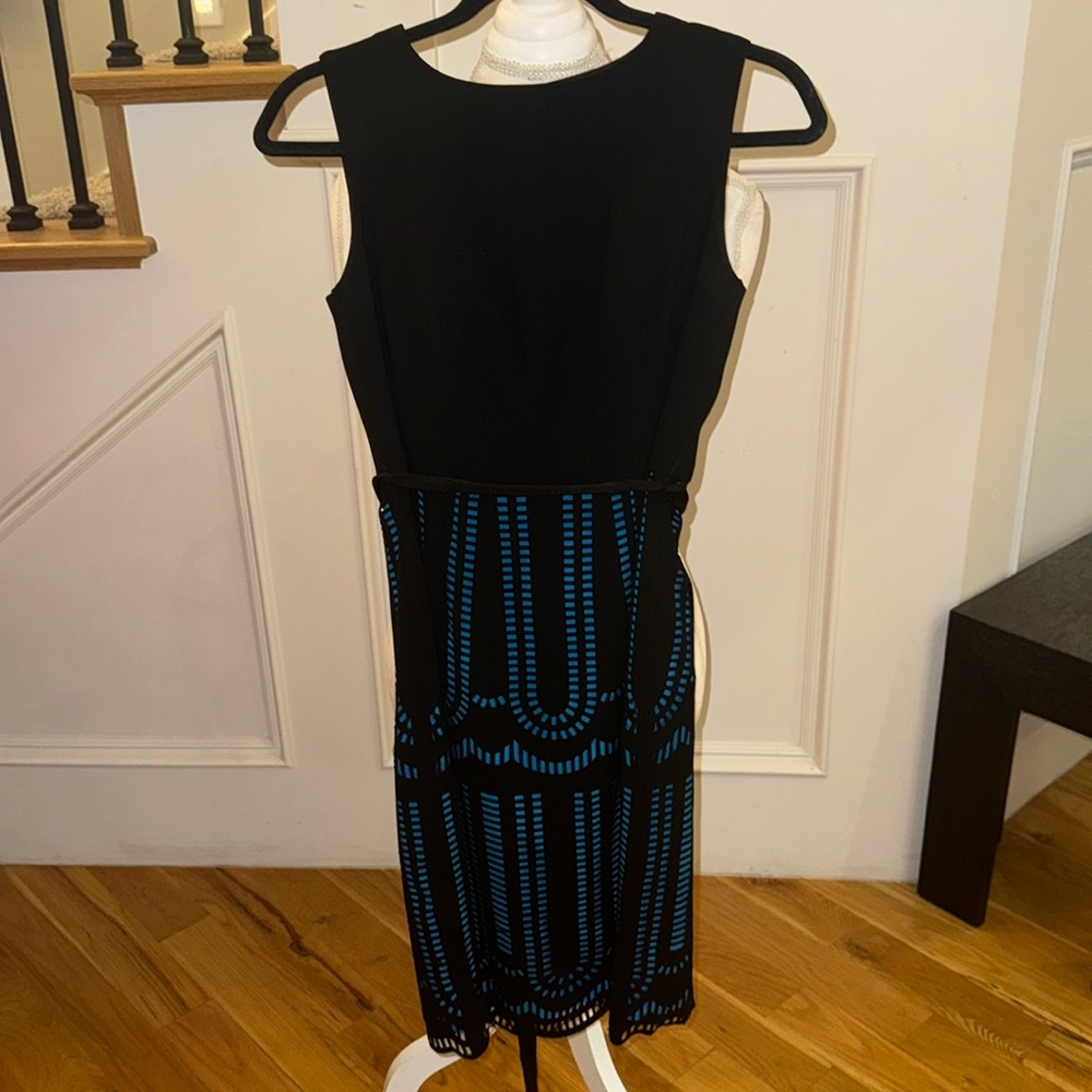 Turquoise laser cut dress